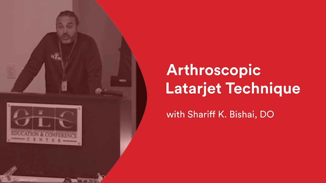 An image from the "Arthroscopic Latarjet Technique with Shariff K. Bishai, DO" video on the JnJIsntitute.com website.