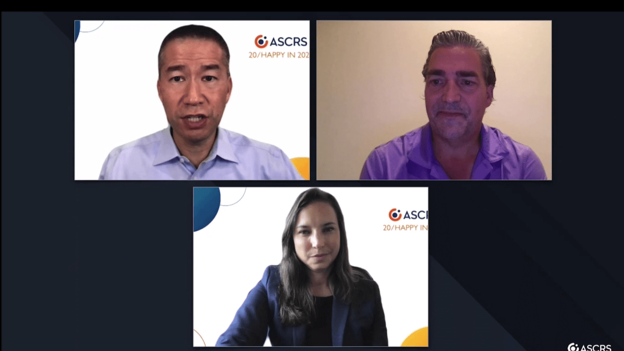 An image from the "Patient-Centered Care with an IOL Portfolio Designed for Quality Vision with Drs. Daniel Chang, Karolinne Rocha & Keith Walter" video on the JnJInstitute.com website.