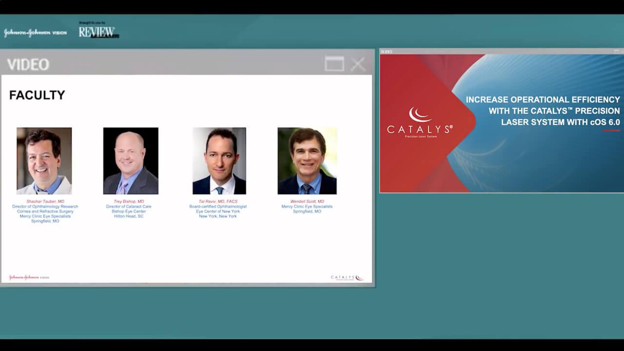 An image from the "CATALYS® cOS 6.0 with Cassini - Experienced Surgeons Provide Tips & Techniques with Drs. Tal Raviv, Shachar Tauber, Troy Bishop, Wendell Scott" video on the JnJInstitute.com website.