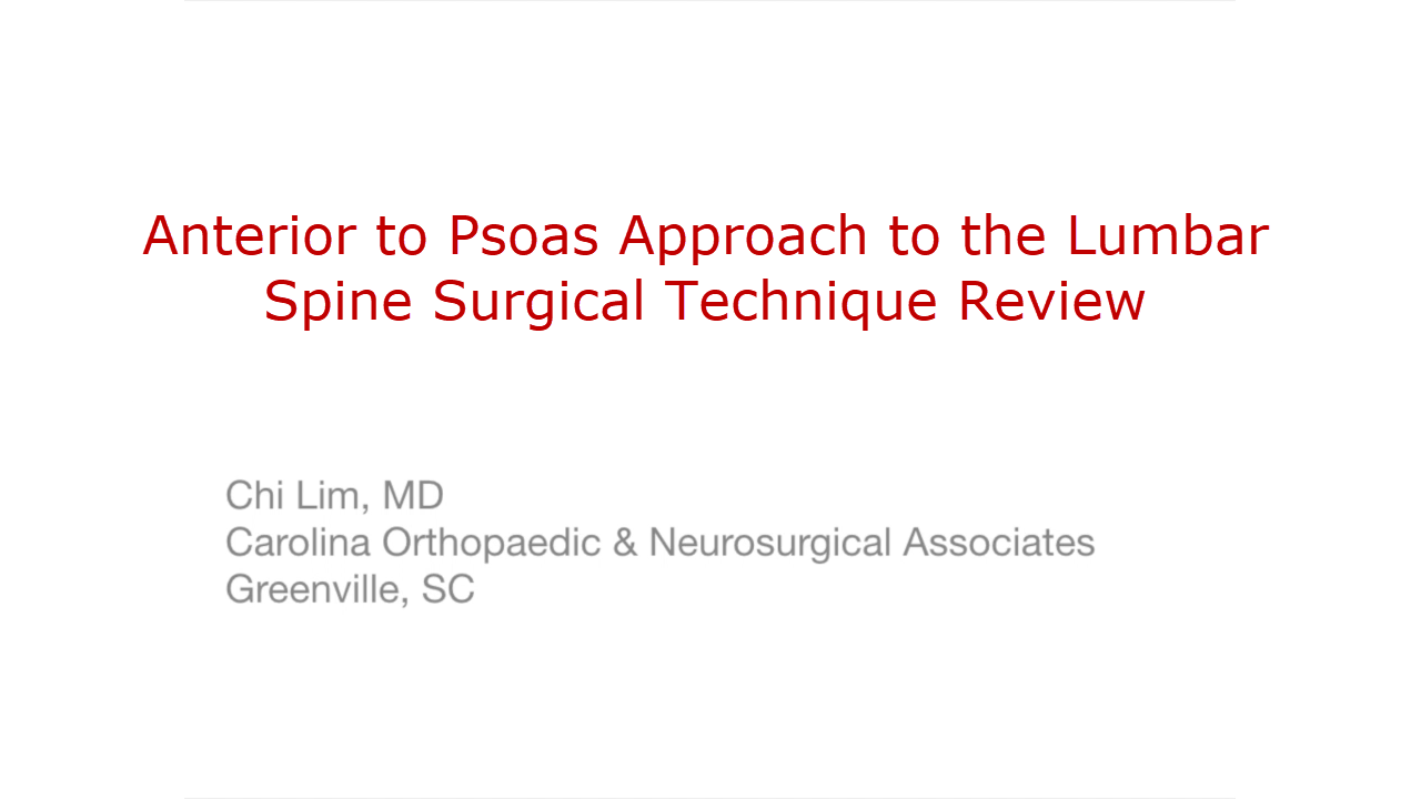 An image ftom the "Anterior to Psoas Approach to the Lumbar Spine Surgical Technique Review with Chi Lim, MD" playlist on the JnJInstitute.com website.