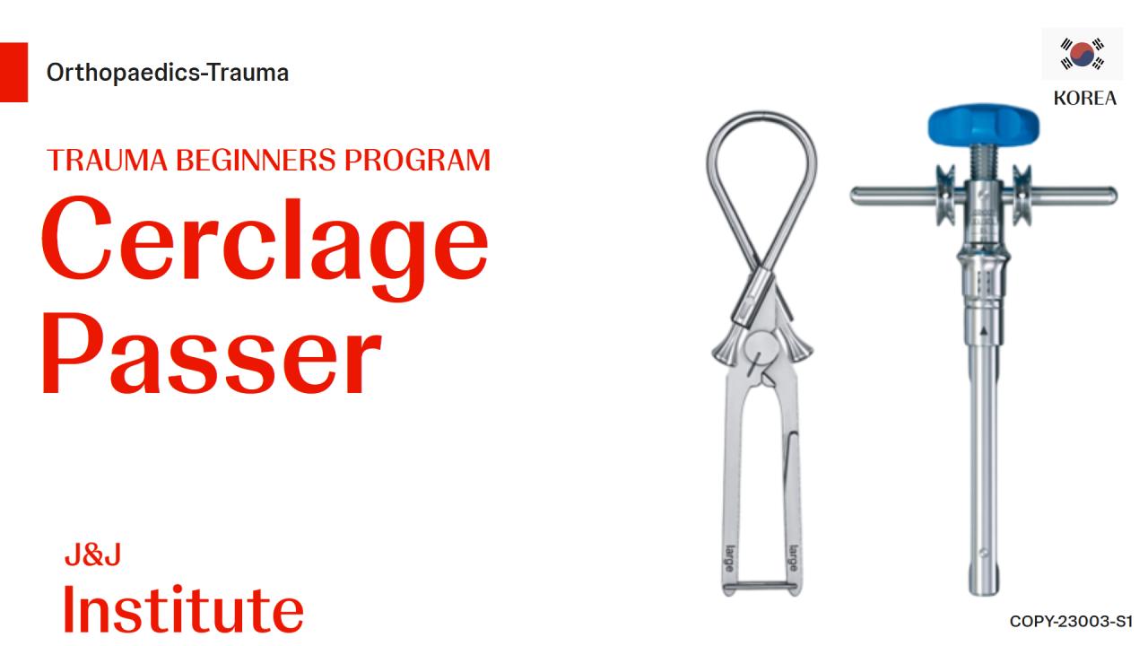 Graphic of a bone with a medical device overlayed from Trauma Beginners Program - Cerclage Passer
