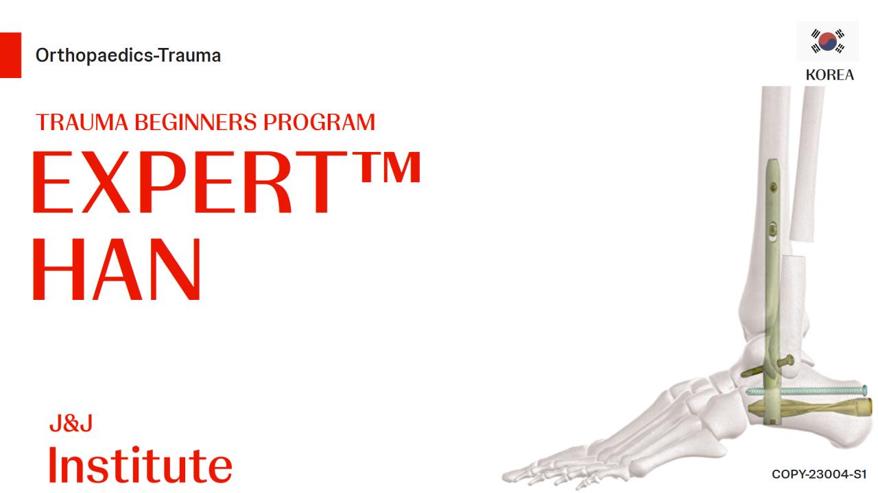 Graphic of a bone with a medical device overlayed from Trauma Beginners Program - Expert HAN