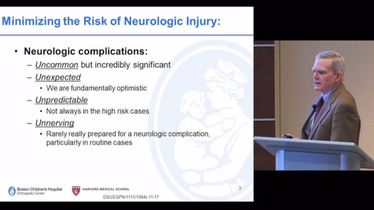 An image of the "Minimizing the Risk of Neurologic Injury with John Emans, MD" video.